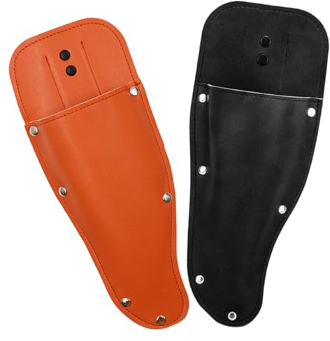 ANDRESLAD Custodia Protettiva Per Potatore Manuale in Pelle Resistente, Set 2 Pezzi (nero Arancione) Per Forbici Da Potatura, Per Giardinaggio e Protezione Durante La Potatura