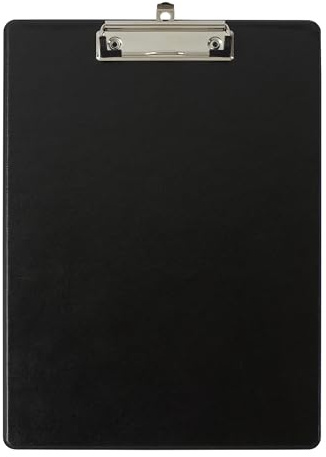 Exacompta - Réf. 19291E - Carton de 10 porte-blocs à pince avec pochette plastique sur le dos - Système d'accroche mural - Dimensions : 23 cm x 32 cm pour document format A4 - Noir