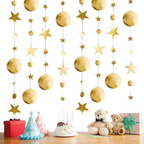 4 m Stella Scintillante Appesa Decorazione, Ghirlanda di Carta Decorazione Scintillante Rotondo, Ghirlanda di Carta Decorazione, per Feste di Compleanno, Natale, Matrimoni