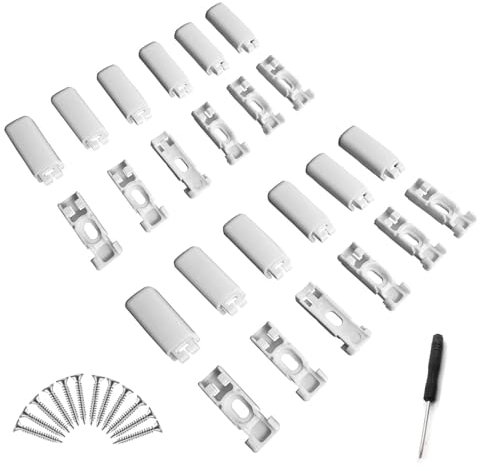 12pcs weiß Plissee Ersatzteile klemmträger, Spannschuhe für verspannte Plissees, für Stick & Fix Front Klebeplatten und Klebeträger