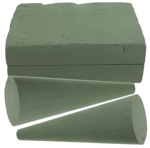 Tofficu 2 Pezzi di Schiuma Conica Floreale per Fiori Freschi Kit per Bouquet di Fiori Decorazioni per Matrimoni E Funerali Verde Cm 8 Cm
