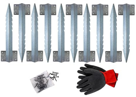 10 Pack Galvanised Steel Railway Sleeper Stakes 420mm x 120mm – Heavy Duty Garden Edging Stakes for Railway Sleepers, Retaining Walls & Raised Garden Beds – Includes 40 Screws & Work Gloves