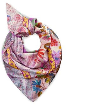 CODELLO Premium Seidentuch mit Blumenmuster Farbe red