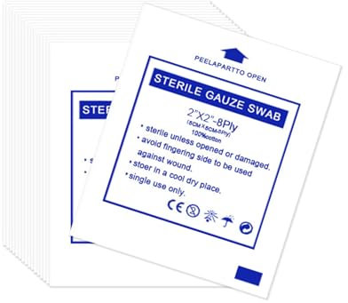 50 Pcs Sterile Gauze Pads 5x5cm,Gauze Dressings for Wounds Sterile,SterileGauze Swabs,Medical GauzePads,Dressing Pads,Fabric Bandage Compressed Cleaning Steril Wash,for Home Outdoor First Aid Kits