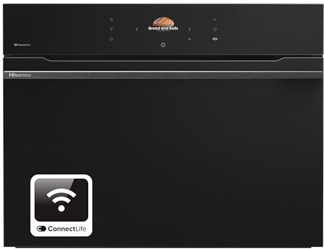 Hisense Built-in Electric Single Oven, 1000W Microwave, 26 Programmes, 75+ Recipes, Air Fry, Touch Control, TFT Display, Jet Black