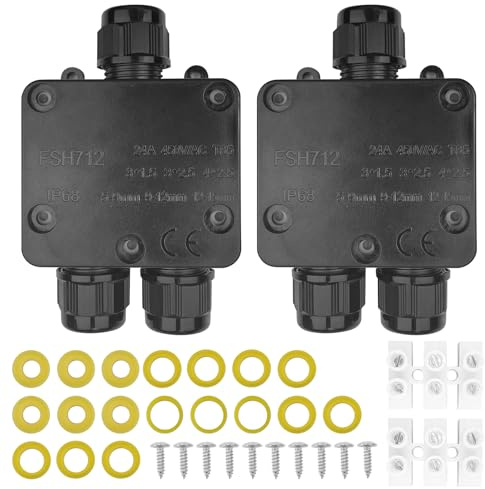 Tekenewbse 2Pcs Boite de Derivation Etanche Exterieur IP68, Connecteur Etanche, Connecteur Étanche à 3 Voies pour Câble Ø 5-15mm Diamètre, Boîte Dérivation Extérieur pour Jardin Câble Souterrain