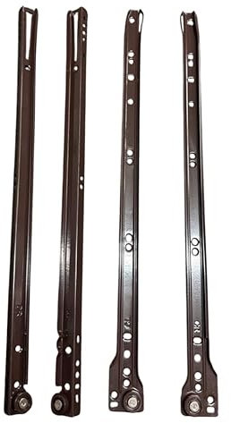 Coppia Guide Scorrevoli a Rullo per Cassetti in Legno – Montaggio Laterale, Portata 25kg, Colore Marrone (45cm)