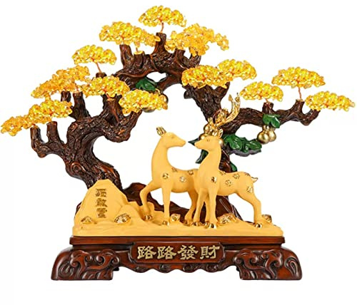 Kristallbaum Kristallbaum Glück Hirsch Geldbaum Citrin Feng Shui Fortune Tree Office Store Umzug und Eröffnung Geschenk Edelsteinbaum (klein)