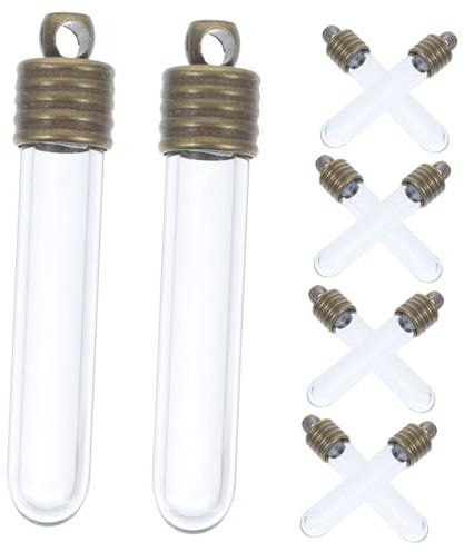 JECOMPRIS 10pcs Tube Shaped Mini Glass Wish Bottles Jars for Home for Travel Bottles Featuring