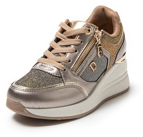 JOMIX Chaussures Femme avec Fermeture Éclair Basket Compensé Sneakers Décontracté Légère et Confortable