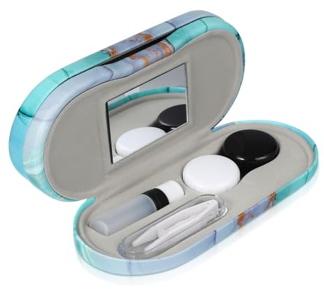 UTHCLO Estuche Porta Contactos Multiusos de Doble Capa Espejo, Resistente a Fugas, Material PU y Tela Felpa, Adecuado para Coche y Bolsillo