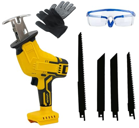 Rouzin Cordless Reciprocating Saw for Dewalt 18V/20V Battery, Electric Power Saw with 4 Blades, Brushed Motor 3500 SPM Variable Speed Reciprocating Saws for Metal, Wood, PVC Cutting (No Battery)