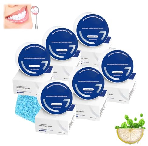 Dentifricio sbiancante probiotico, sbiancante per denti in polvere, pulizia profonda, sbiancamento dei denti e alito fresco, dentifricio rimineralizzante, per rimuovere le macchie di caffè e tè (6