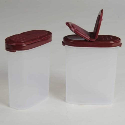 Signoraware - Salero y pimentero ideal para coche, oficina, camping y viajes, 2 unidades, color rojo oscuro