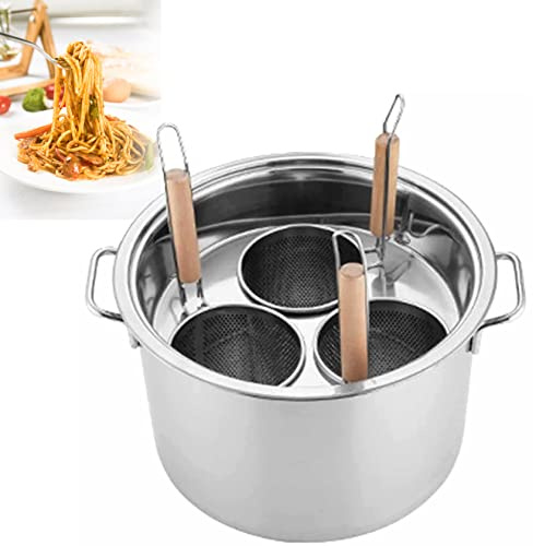 GIQKDZNUO Olla para Pasta de Acero Inoxidable para Espaguetis, con 3, 4 y 5 Agujeros, con colador, Ideal para cocinas domésticas y restaurantes.
