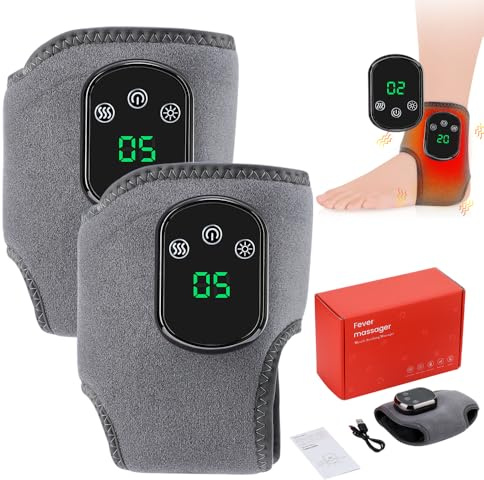 Elektrisch Fußmassagegerät Tragbares kabelloses Fussmassagegerät mit 1800mAh Akku, 5 Wärmestufen 3 Vibrationsmodi, Aufladbare Massagegerät für Knöchel, Ferse, Sohle, Fußrücken