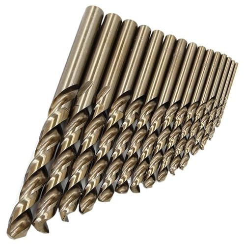 Jeu de forets hélicoïdaux Foret hélicoïdal à tige droite M35 en cobalt jaune torréfié, 1,5 10 mm, acier rapide, for le meulage et l'ouverture de trous complets, 15 pièces