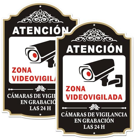 Yuzkouge Plaque de Señalización Zone Videovigilada - Pack de 2, 20x30cm, Aluminio Inoxidable para Propiedad Privada, Resistente al Clima, Anti-Desgaste por Sol y Fácil Instalación