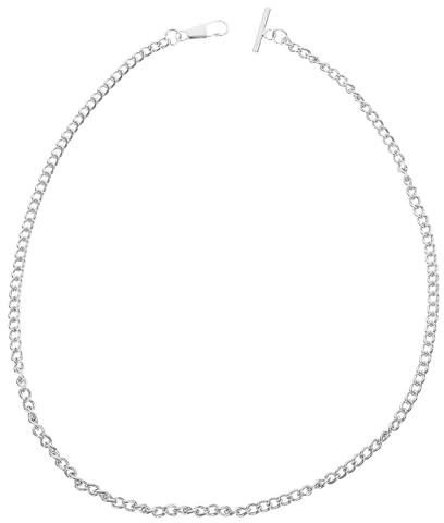 Generico Catena per Orologio da Tasca in Metallo 65 CM Fibbia a T Vintage Catena per Cintura di Jeans Argento Accessorio Retrò per Uomo e Donna Porta Orologio e Portachiavi Uso Casual