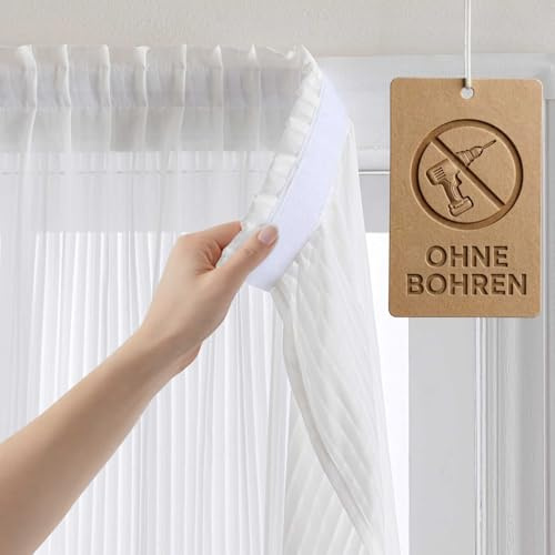 Jilron Cortinas temporales para ventanas - Sin necesidad de taladro, fácil de instalar, franjas verticales para luz y decoración de ventanas, para autocaravanas, inquilinos de cafeterías (Blanco-H160