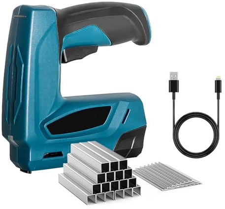 LICAEVEY Pistola Grapadora Eléctrica 2 en 1, Clavadora y Grapadora Inalámbrica con Punta de Seguridad, Liviana para Proyectos de Bricolaje, Renovación del Hogar, Reparación de Muebles,