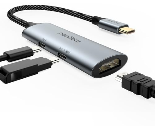 MOGOOD Adaptateur USB C vers HDMI (4K@30Hz) Adaptateur USB 3.0 USB-C avec Hub Alimentation 100W pour MacBook Pro/Air, iPad Pro, Pixelbook, XPS, Galaxy, iPhone 16/15 Compatible avec Thunderbolt 3/4/5