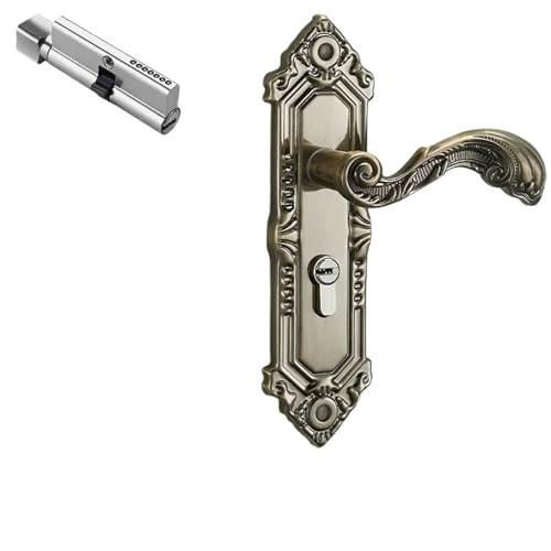 EKalgretrA Manillas Para Puertas Cerradura de seguridad con manija puerta dormitorio silenciador vintage, cerradura silenciosa dividida, interior for muebles(B)