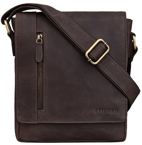 STILORD 'Easton' Kleine Messenger Bag Echt Leder Vintage Umhängetasche im Hochformat 10,1 Zoll Tablet Tasche für iPad DIN A5 Schultertasche Echtleder, Farbe:muskat - braun