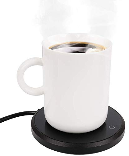 Kaffeebecherwärmer, automatische Abschaltung, um Temperatur bis zu 55 °C zu halten, elektrischer Getränkewärmer, elektrischer Tassenwärmer, Tellerwärmer für Tee, Wasser, Kakao, Legierung, Schwarz