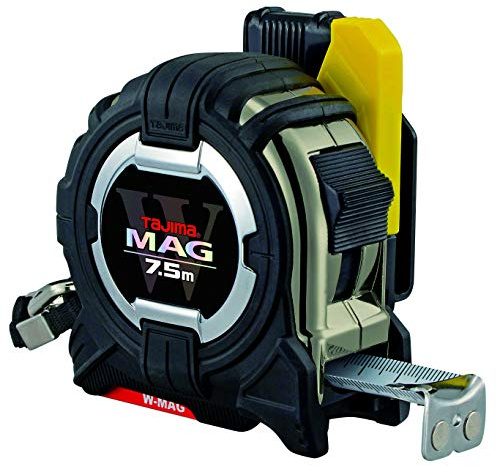 Tajima W MAG Bandmaß - 7,5 m / 25 mm; mit Magnetschiene; Magnetischer Endhaken; Sicherheitsgurthalter - SFG3GLWM25-75E