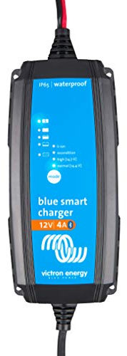 Victron Energy Blue Smart IP65 Smart Car Battery Charger 12V 4A, Trickle Charger for Car Battery and Desulfator for Motorcycle, ATV, RV, Lithium and Deep Cycle Batteries, UK