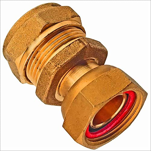 Übergang Kupplung mit Innengewinde flachdichtend mit Überwurfmutter 3/4 Rohr Zoll IG für Kupferrohr Außendurchmesser 15 mm Schraub Fitting mit Klemmring Verschraubung Klemmverschraubung für Kupfer