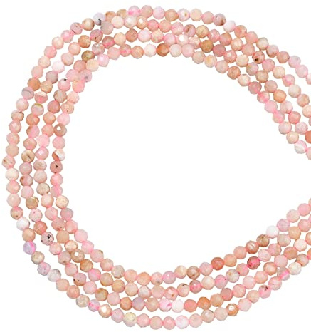 Airssory 320 Stück 2 mm Natürliche Rosa Opal-Perlen - Runde Facettierte Edelsteine, Steine, Kristall für Schmuckherstellung - Lose Perlen für Damen, Herren, Mädchen, Chakra