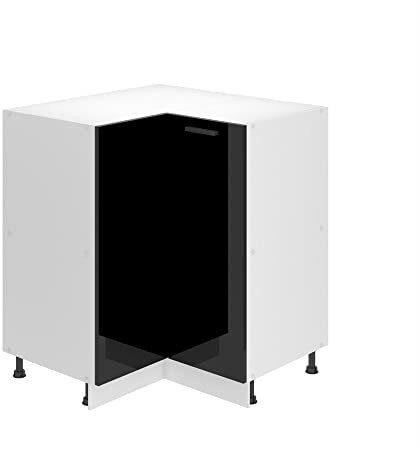 BELINI Meuble Bas sans Plan de Travail SNP I Cuisine - Taille: 90 x 90 x 82 cm I Angle - 1 Porte I Couleur : Noir Très Brillant