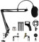 Relota Bras Micro Réglable, Support de Microphone Noir avec Filtre Anti-Pop, Pince à Micro, 5 Attaches de Câble, Anti-choc, Perche Micro Suspension pour Studio, Diffusion, Enregistrement, Gaming