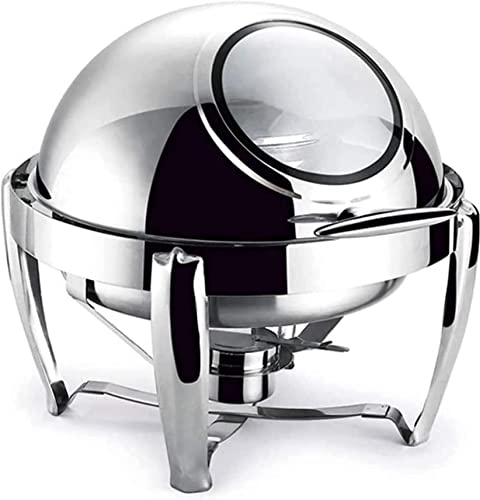 UZOURI Food Warmer, Chafing Dish Chafing Dish, 6.8L Stainless Steel Round Chafer Set Chafing Dish, Food Warmer Buffet, for Wedding Graduation