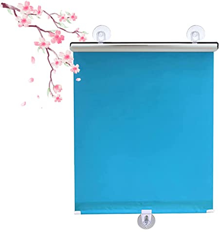 Suction cup roller blinds, protection UV blackout window shade, portable curtains with suction cups, temporary privacy blinds, 30-75cm wide, retractable,Blue-75x125cm/29x49in