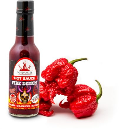 Sauce Chili Poppamies Fire Demon - Sans gluten, sans lactose, végétalienne - Piquant : 11/10 150ml