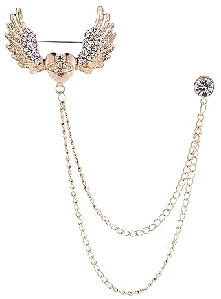 Fonowx Glänzende Strass Herz Brosche, Herren Brosche, Abzeichen, Dekorative Kette, Anstecknadel für Hochzeit, Jahrestag, Halloween, Party, Büro, Gold
