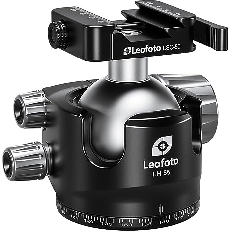 Leofoto LH-SC Ball Head with Hybrid Clamp, Lever Release, Low Profile, 3/8 Srew Hole, Arca and Picatinny Compatible (LH-55SC)