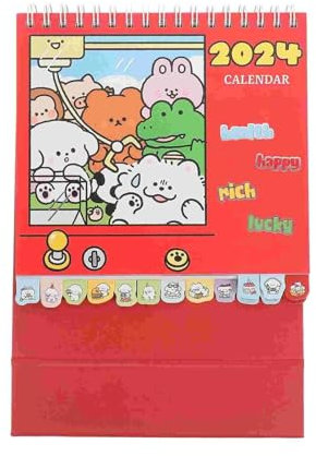 GLigeT 2024 Schreibtischkalender Stehender Flip-Desktop-Kalender Tragbarer Kalender for das Home-Office-Schreibtischbuch Studenten-Desktop-Plan-Kalenderbuch