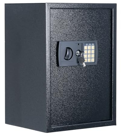 Tresor | 50x35x31cm | Inkl. 2 Notschlüssel | Elektronischer Safe | Doppelbolzenverriegelung | Boden Wandtresor | Möbeltresor | Innenbeleuchtung | Zahlenschloss | Stahlsafe