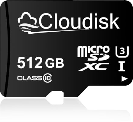 Cloudisk 512GB Tarjetas microSD Tarjeta de Memoria MicroSDXC, Full HD & 4K UHD, UHS-I, C10, U3 para teléfonos Android, Tableta, GoPRO, dji Drone