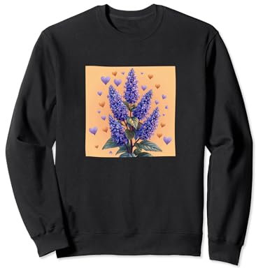 Anise Hyssop Flowers With Hearts Around Boho Style Graphic Sweatshirt