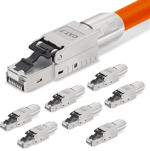 AVNSCNK Conector Cat 7, conector RJ45 Cat 7 NS-7 a abrazadera de corte (LSA), contactos dorados, conector de red Cat7 sin herramientas, conector LAN de 10 Gbps para cable de conexión (8 unidades)