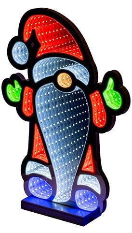 Star-Max LED Gnom Infinity Effekt, Weihnachtsdekoration für Innenbereiche, beidseitig beleuchtet, inkl. Timerfunktion, 3m Zuleitung und Standsockel, 324 SMD LEDs, Höhe 60cm