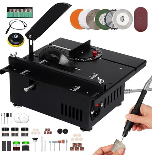 Mini Table Saw for Crafts,400W Power Mini Multi-Functional Table Saw,with Expanded Work Surface,0-90° Cutting,for DIY,Wood,Acrylic,and PCB Cutting