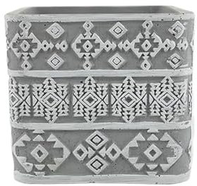 Maceta Interior Maceta de forma cuadrada con orificios de drenaje, maceta de cemento con patrón de relieve blanco de fondo gris, for balcón, sala de estar y dormitorio Jardineras Exterior(Grande)