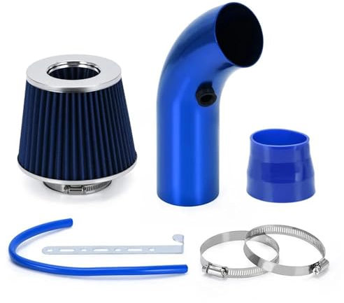 Ansaugrohr Für Universal 3 76mm Luftfilter & Kaltluftansaugrohr Turbo-Induktionsrohr-Set Mit Luftfilterkegel Lufteinläss(Blue)