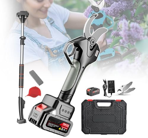 forplubossmmp Cesoie Elettriche E Cesoie da Potatura, Forbici Elettriche da Giardino con Asta Telescopica E Cassetta degli Attrezzi, Potatore Professionale per Alberi Alimentato A Batteria da 21 V